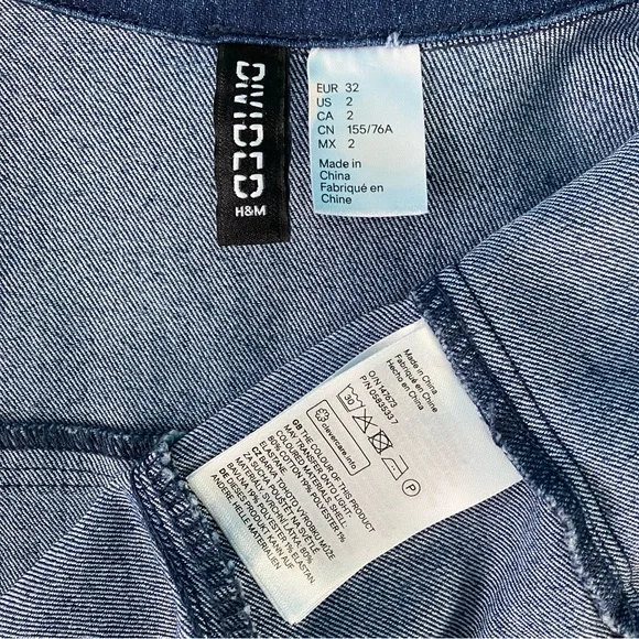 Fitted Denim Mini Dress w/ Long Sleeves in Dark Wash Blue Jean Size 2 XS - Picture 9 of 9